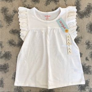 Cat And Jack Girls White Eyelet Sleeve Top Size M 7/8